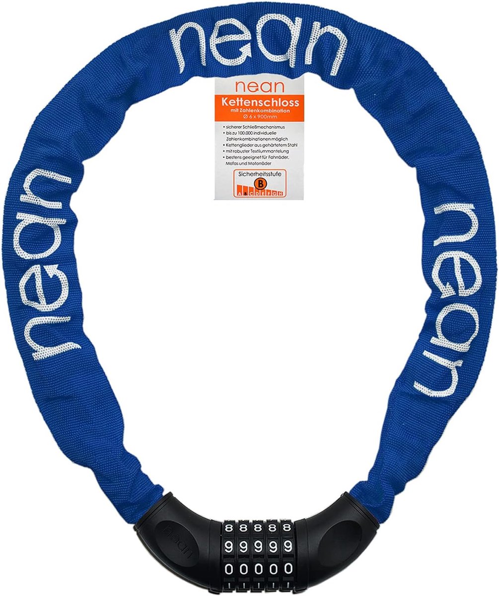 SnelShoppen - Fietsslot met Cijfers en Hoge Veiligheid, Fietsketting Slot, Combinatieslot, Gehard Stalen Kettinkjes, 6 mm x 900 mm, Zwart voor Fiets e