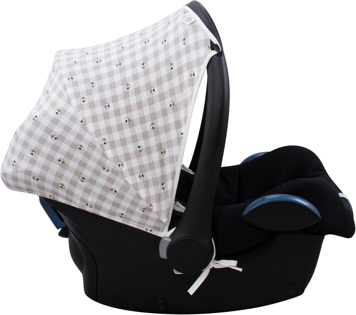 SnelShoppen - Sun Hood voor Maxi Cosi Cabriofix - Zonnenscherm, Ademend Katoen, Vichy Picnic, Ideaal voor Zomer, Kinderwagen Accessoire