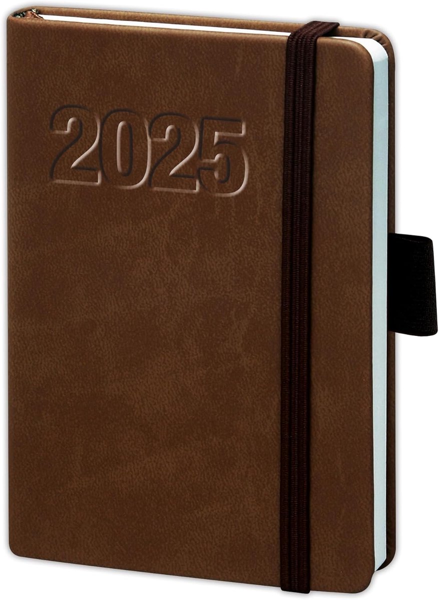 SnelShoppen - Pocket Agenda 2022 A6 - Bruine Soft Faux Leather Weekplanner met Elastische Band - 57 Bladen Kalender & 39 Bladen Notities - Duurzaam FS