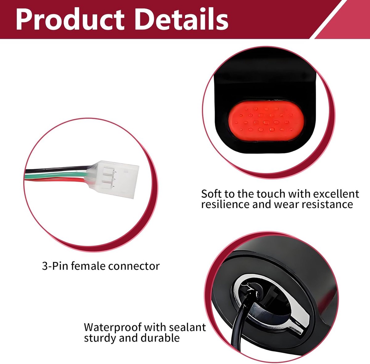 SnelShoppen - Elektrische Scooter Accelerator Controller voor M365, Pro, Pro2, 1S, Essential - Gevoelige en Duurzame Versnelling, Rood, 3-Pool