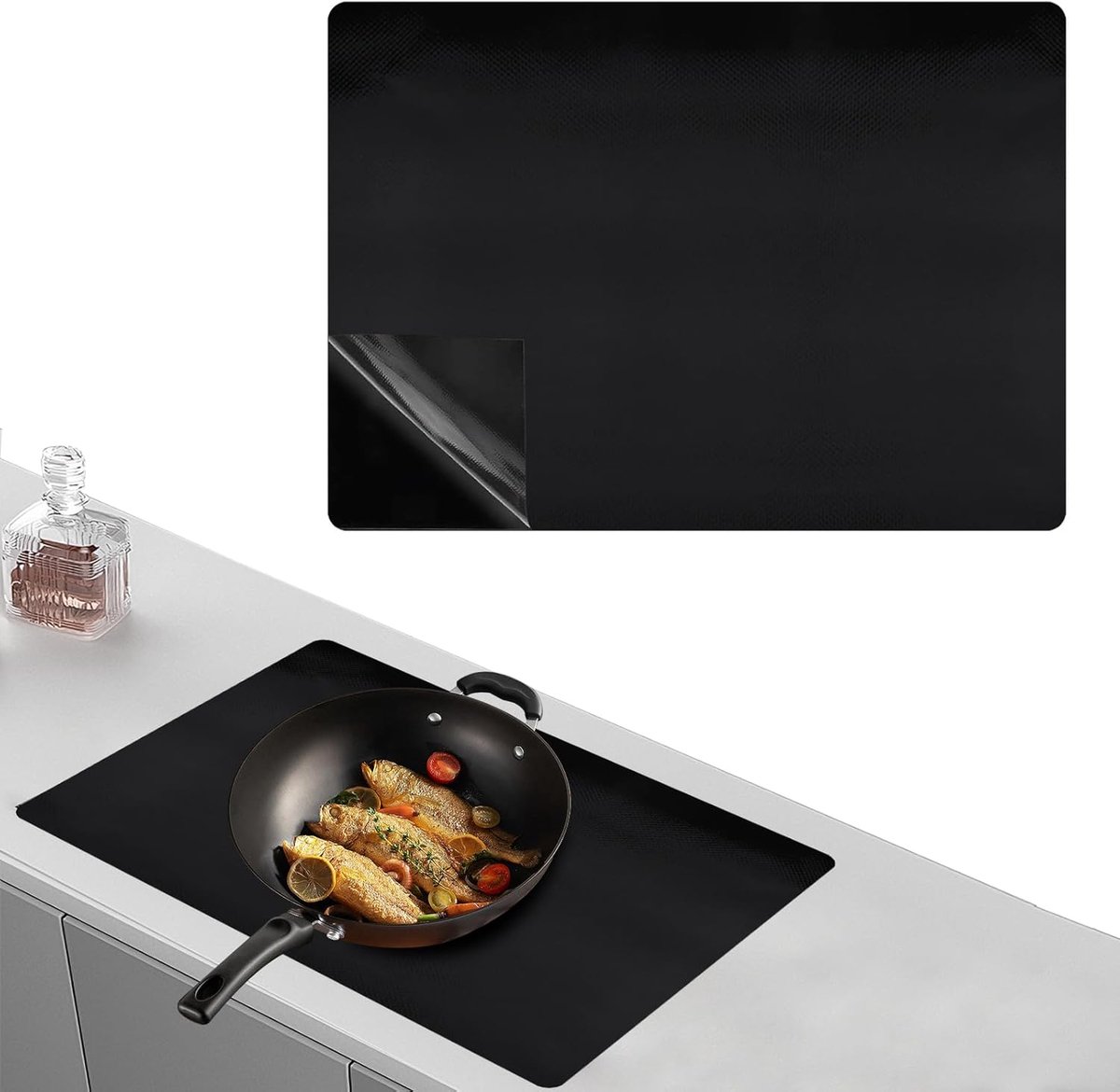 SnelShoppen - 53x61 cm Inductiekookplaat Beschermmat - Siliconen Mat, Hittebestendig, Antislip, Krast Bescherming voor Inductie Kookplaat, Keuken Acce