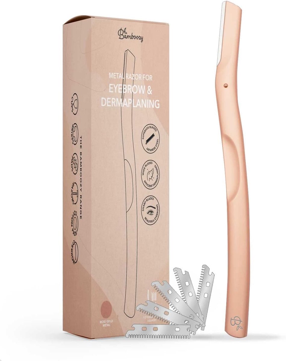 SnelShoppen - Bamboozy Metal Dermaplaning Eyebrow Razor 6x Blades - Metalen Epilator voor Gezicht en Intieme Zones - Eyebrow Trimmer voor Perfecte Wen