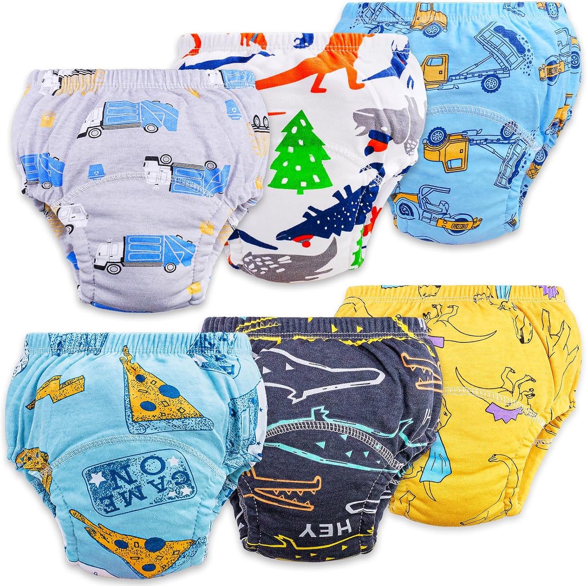 SnelShoppen - Training Broekjes Jongens 6 Pack Peuter Training Pants Baby Ondergoed Katoen Potty Training Herbruikbaar Blauw 3 Jaar
