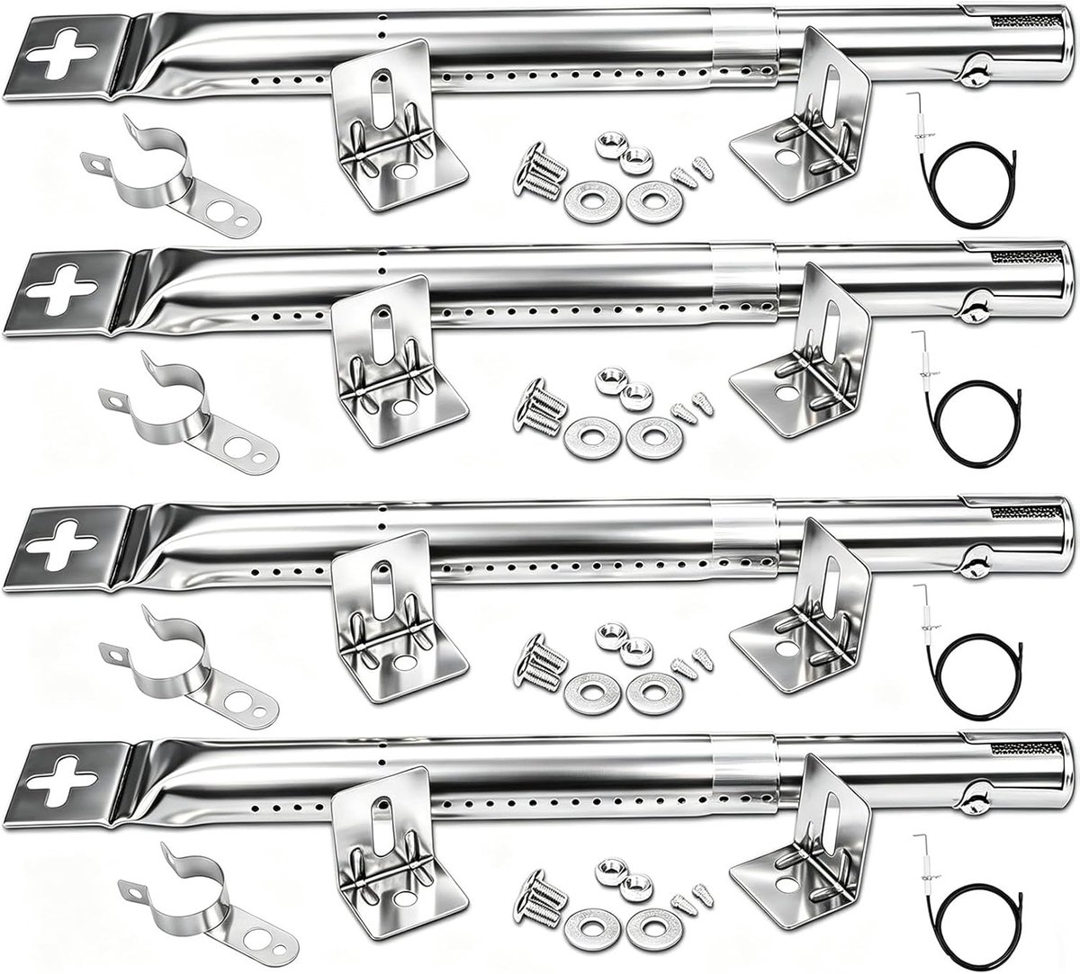 SnelShoppen - Universele GFTIME Branders voor Barbecue 31-45cm, Rvs Warmteschild Vervangingsonderdelen, 4 Stuks, Geschikt voor Camping en Tuin