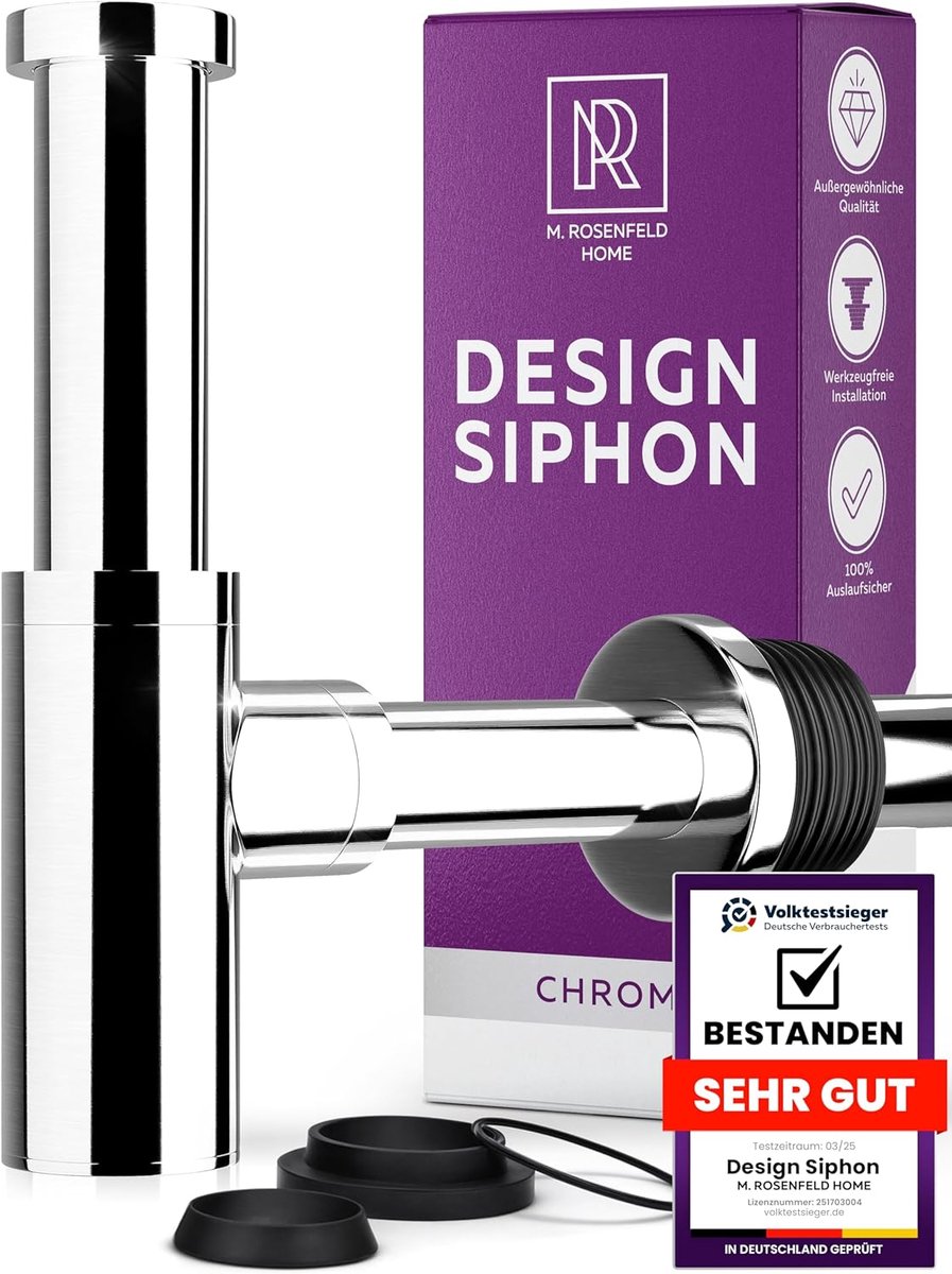SnelShoppen - Universele standaard wastafel 1 1/4 inch, verstelbaar, stijlvol RVS en messing, ideaal voor badkamer, met afvoer en geurafsluiter