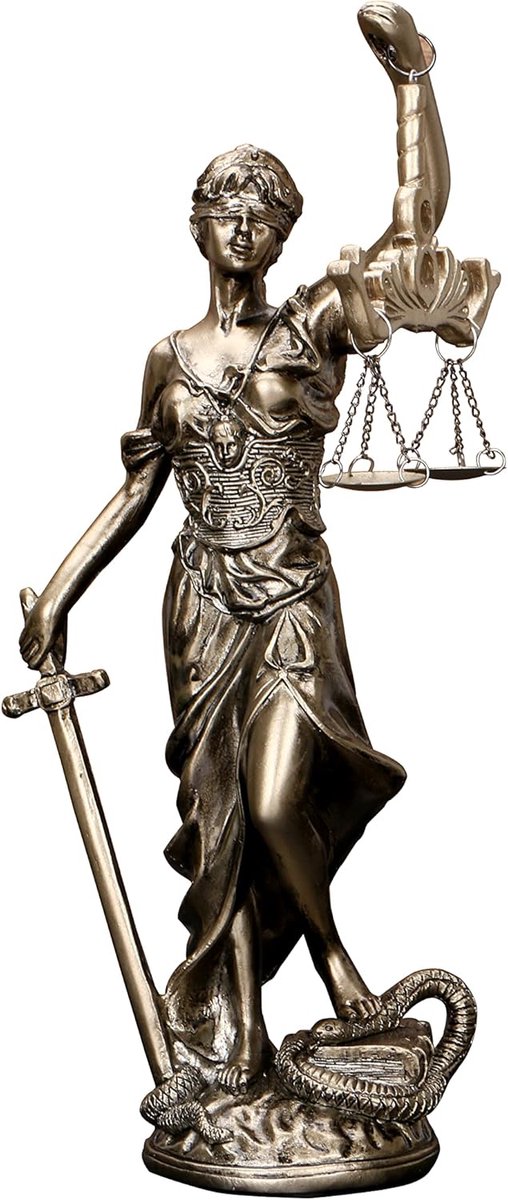 SnelShoppen - 12" Lady Justice Standbeeld - Blinde Godin van de Gerechtigheid Beeld met Schalen voor Decoratie, Kantoor, Boekenplank, Bureau