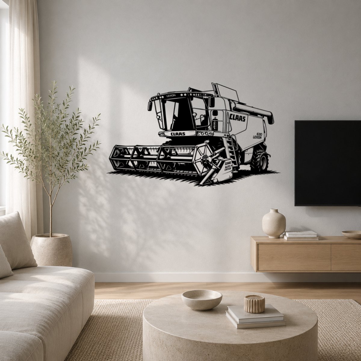 BR2Laser Claas Lexion Maaidorser - Combine – Wanddecoratie – Lasergesneden Hout – Tractor kunst – 55 cm Breed