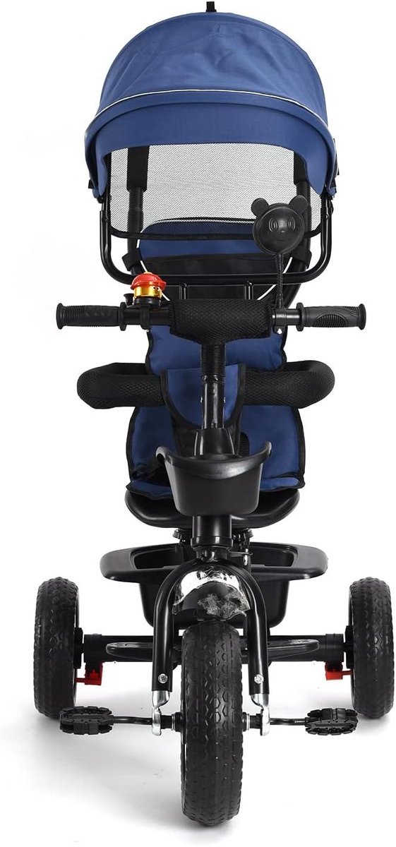 Kinder driewieler - Loopfiets met duwstang - Buiten spelen - Omkeerbare zitting - 1x1x1 cm - Blauw