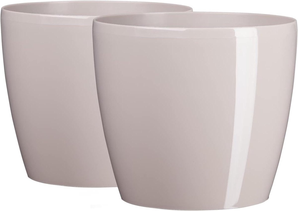 Bloempot set - Plantenpot decoratief - Binnen planten - Waterdicht ontwerp - Diameter 21 cm - Taupe