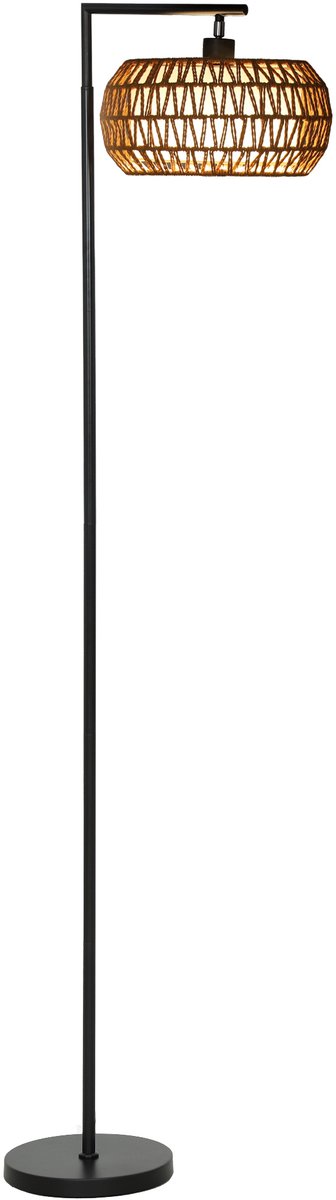 TEKROA® Vloerlamp Bohemian - Staande Lamp met Dubbele Lampenkap - Dimbaar - 3 Lichtkleuren - Incl. Afstandsbediening