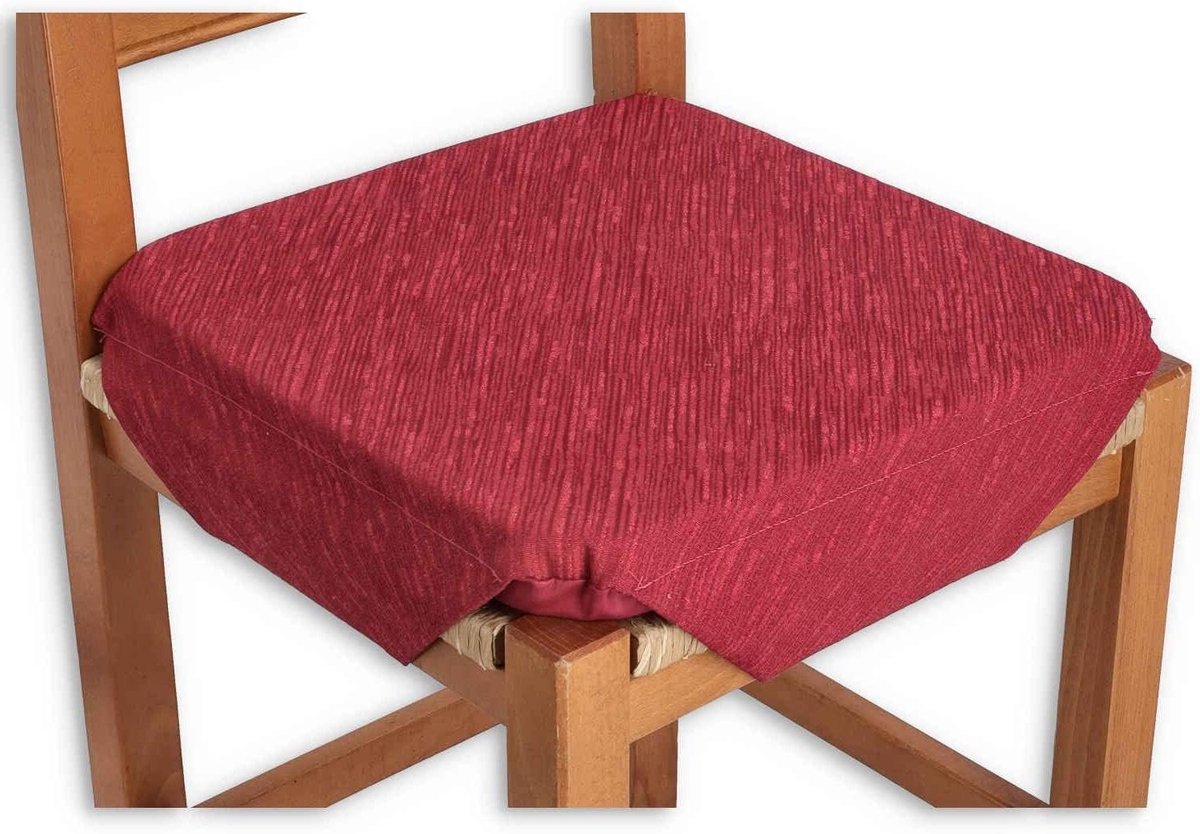 Stoelhoes Met Flappen - Stoelbekleding Keuken - Keuken Decoratie - Jacquard Chenille Garen - 40 x 40 cm - Bordeaux