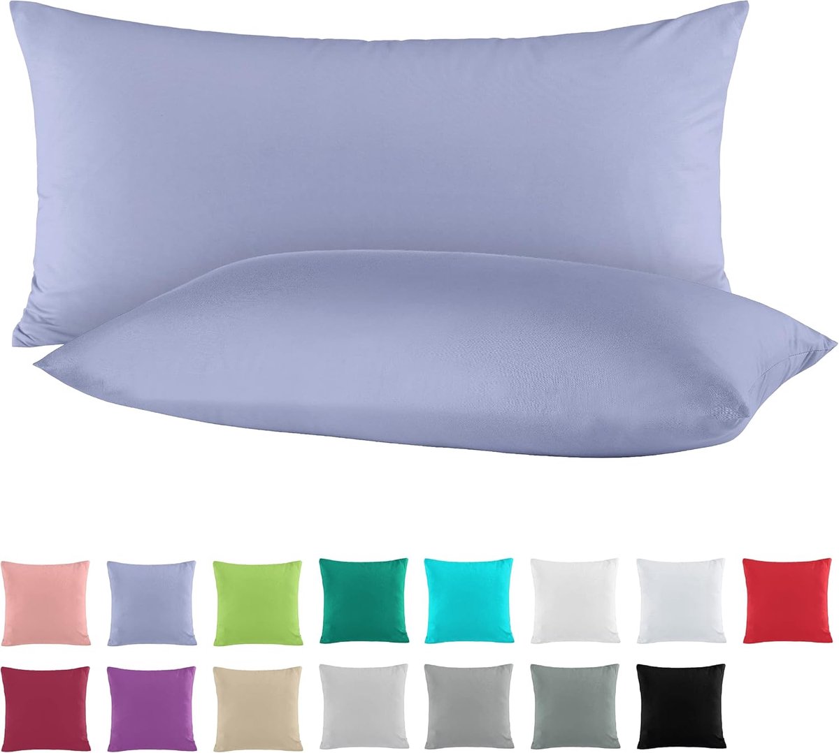 Thijox - Dubbelpak Katoenen Kussenslopen 40x80 cm | 100% Katoen | Jeansblauw Kussenhoezen voor Slaapkamer, Woonkamer, Tuin en Camping