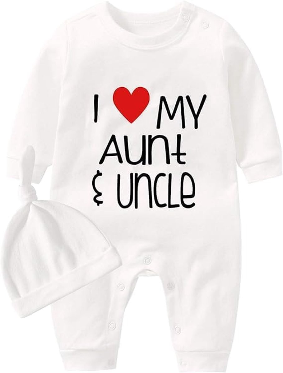 SnelShoppen - Babysuit Outfit Set Baby Loves Rock Print Lange Mouwen Katoen Kleding voor Pasgeboren Baby's Feestjes, Cadeaus en Casual Dagen