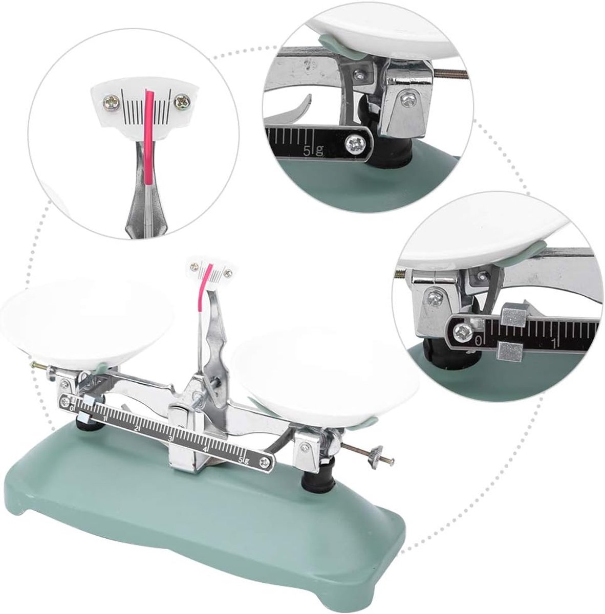 SnelShoppen - Mechanische Weegschaal 100/500 Gram met Gewichten Kit voor Nauwkeurige Metingen - Digitale Weegschaal met Lade voor 10g, 20g, 50g, 100g,