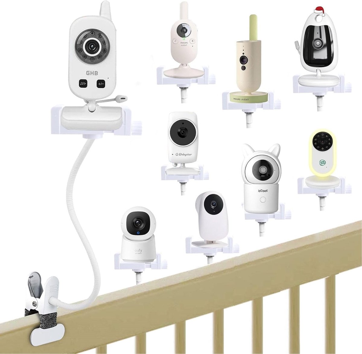 SnelShoppen - Universele Houder voor Babyfoon - Flexibele Camerabeugel - Babyfoonaccessoires Standaard - Mobiele Telefoonclip voor Videomonitor - Gesc