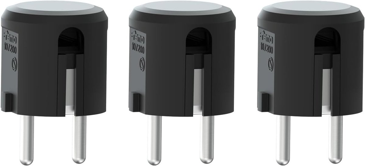 Schuko stekker - Randaarde stekker - Stroomvoorziening aanleggen - Zijdelingse kabeluitgang - 15 mm² kabel - Zwart