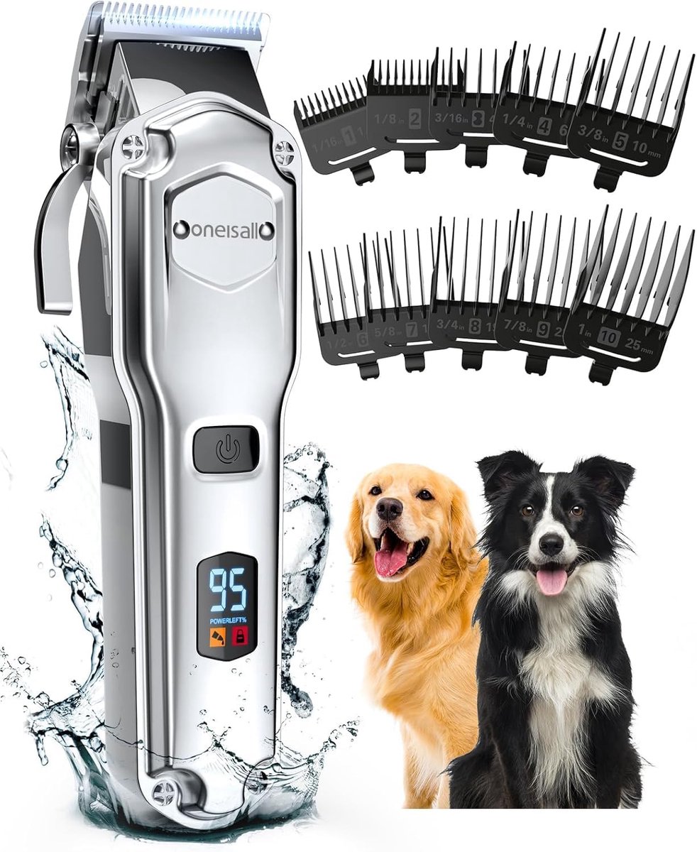 SnelShoppen - Draadloze hondenkappers voor lang en dik haar, IPX7 waterdicht, robuust model, 6800 tpm, 2000mAh accu, 240min gebruik, geluid <55dB, zil