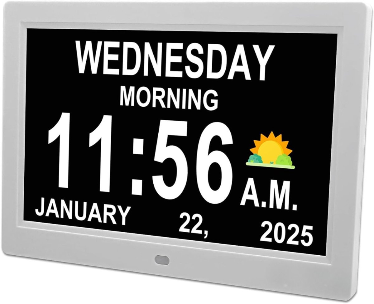 CLGP® Dementieklok - Digitale Klok Slaapkamer - Klok met Datum en Dag - Led Display - Wit