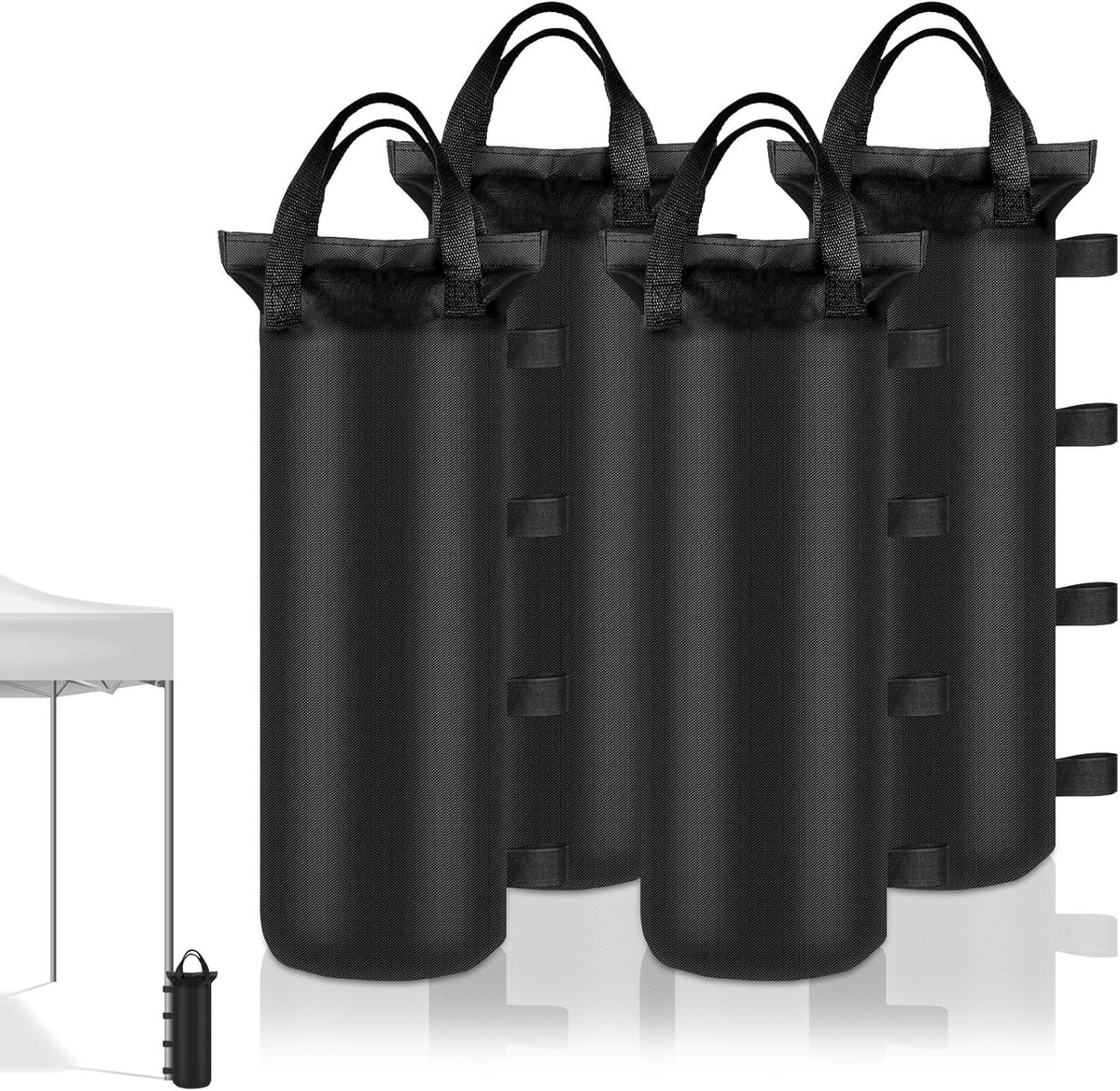 SnelShoppen - Zandzakken 4 Stuks 49x20 cm - 800D Nylon Oxford Stof - Zandzakken met Bevestigingsbanden en Draaggreep voor Paviljoen, Baldakijn, Tuin e