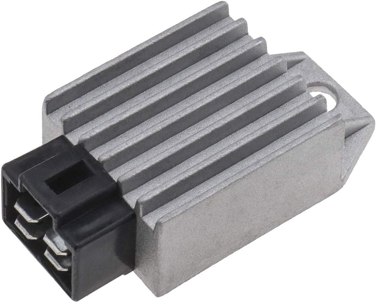 SnelShoppen - 12V 4 Pin Spanningsregelaar Gelijkrichter voor GY6 Motoren, Bromfietsen, Scooters, ATVs, Gokarts, Buggy en Dirt Bikes - Zilver/Zwart, Co