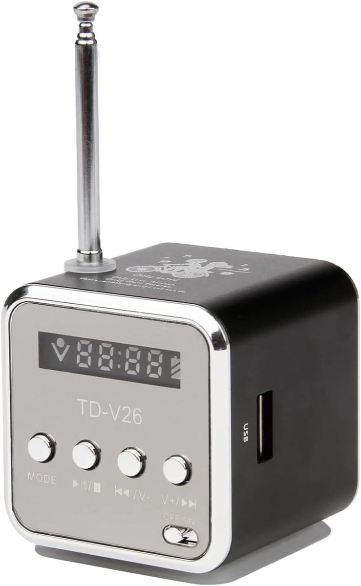 SnelShoppen - Mini Bluetooth-luidspreker met FM-radio, Draagbare MP3-speler, USB en SD/TF-kaartsleuf, Compact en Krasbestendig, Zwart voor Feest, Camp