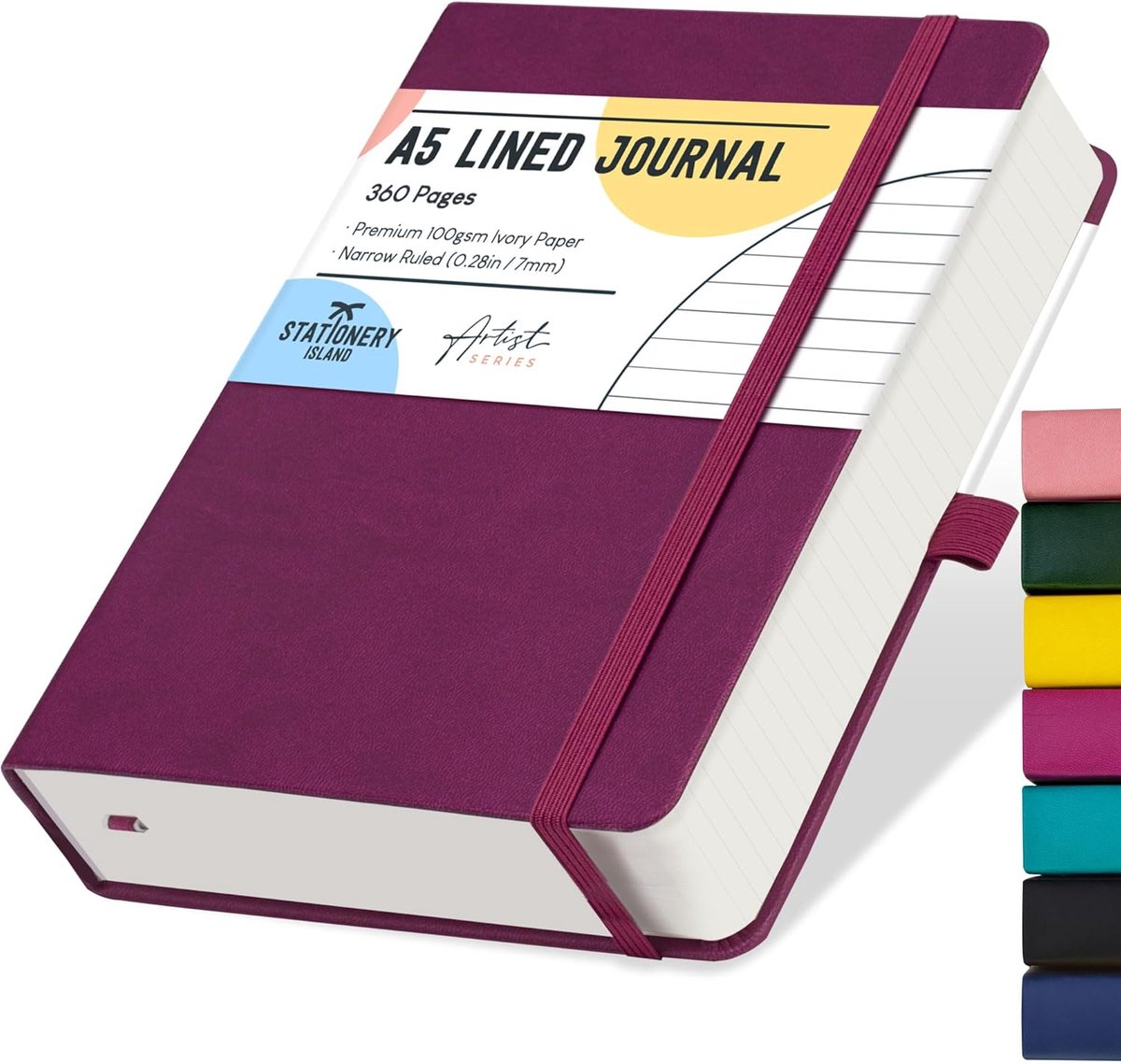 SnelShoppen - A5 Gelinieerd Notitieboek - 360 Pagina's Dagboek - Roodpaars (Berry) - Harde Kaft - 100 g/m² Papier - Ideaal voor Schrijven, Werken en S