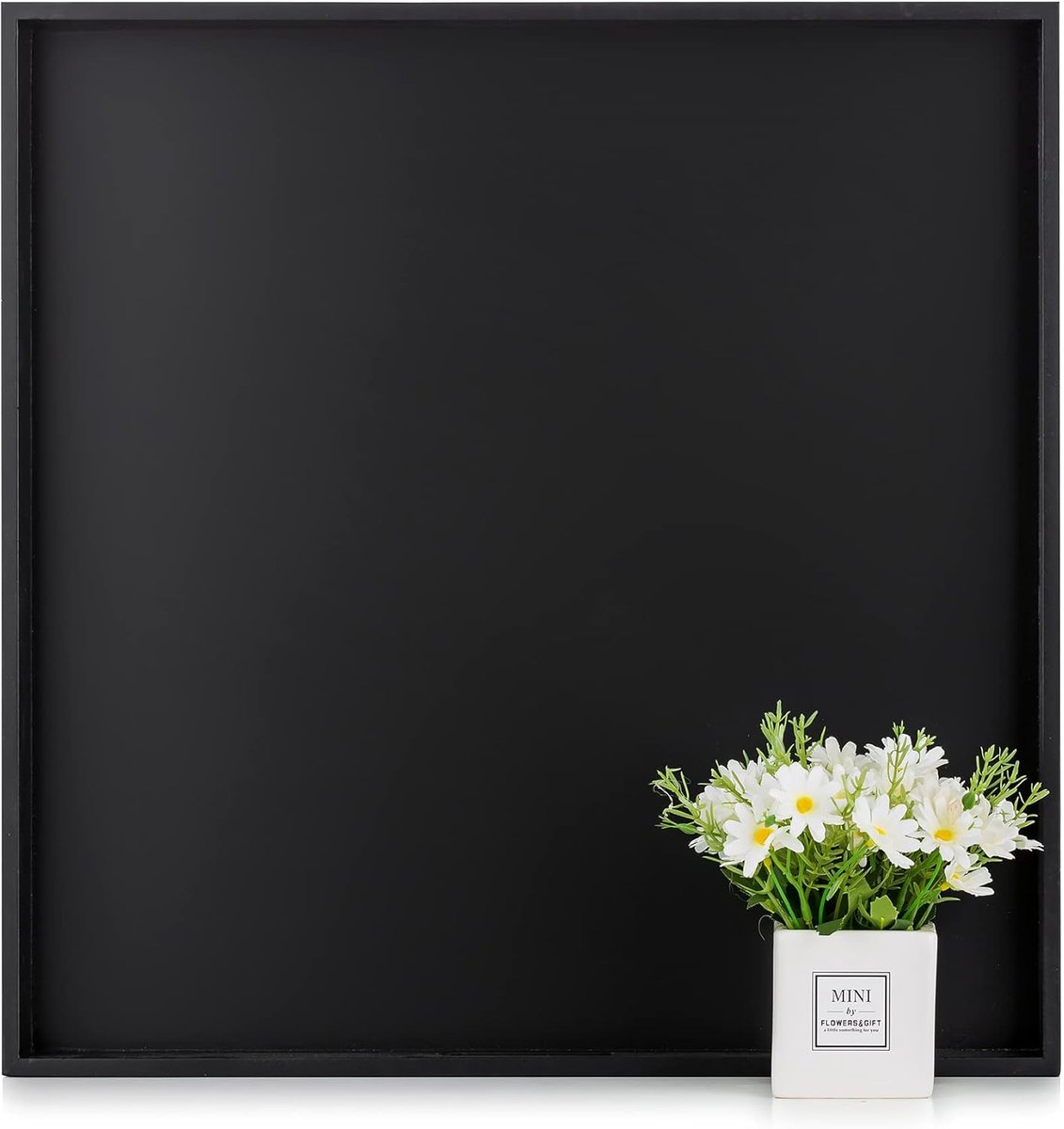 SnelShoppen - Groot Houten Dienblad Serveerblad Zwart met Handgreep 52cm - Modern Decoratief Dienblad Hoekig voor Keuken, Feest, en Woonkamer