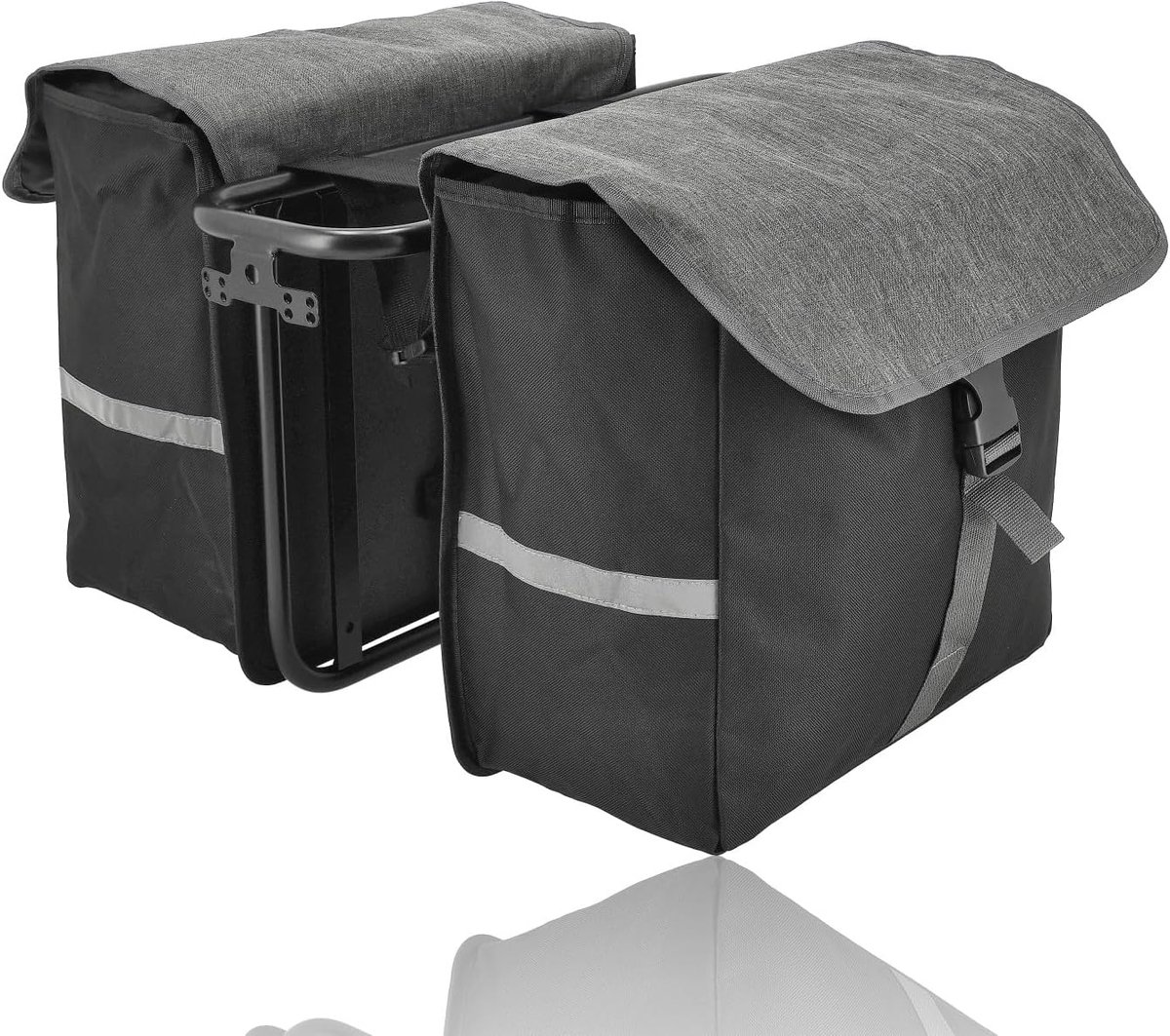 SnelShoppen - Dubbele Fietstassen 40 Liter - Fietstas voor Achterdrager - Ruime Fietstas - Geschikt voor E-Bike - Zwart - Ideaal voor Fietsvakanties,