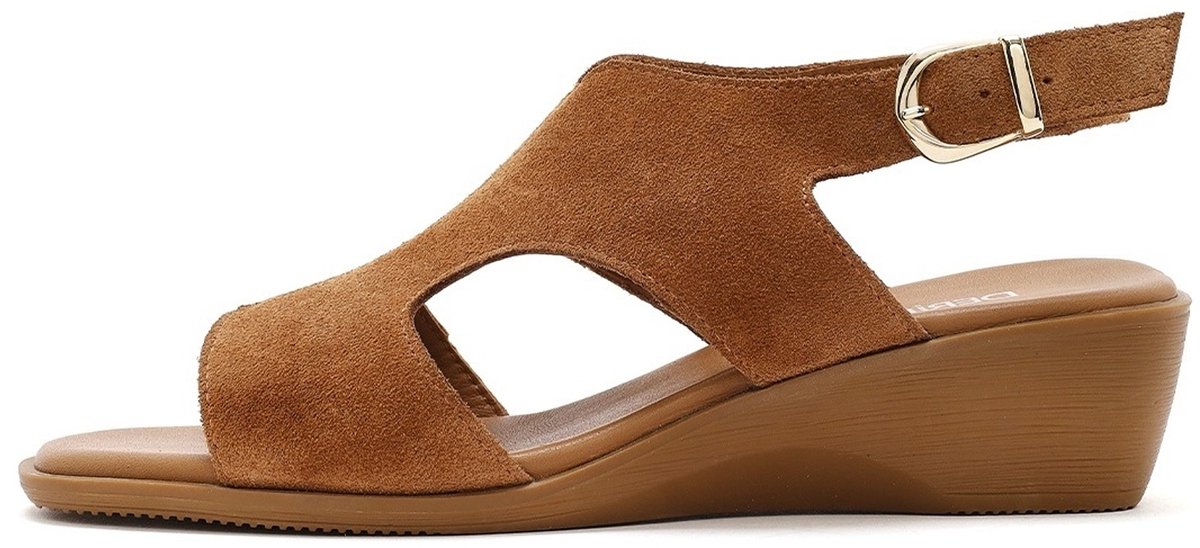 DERIMOD Sandalen Met Lage Sleehak Suède Low Wedge Sandalen