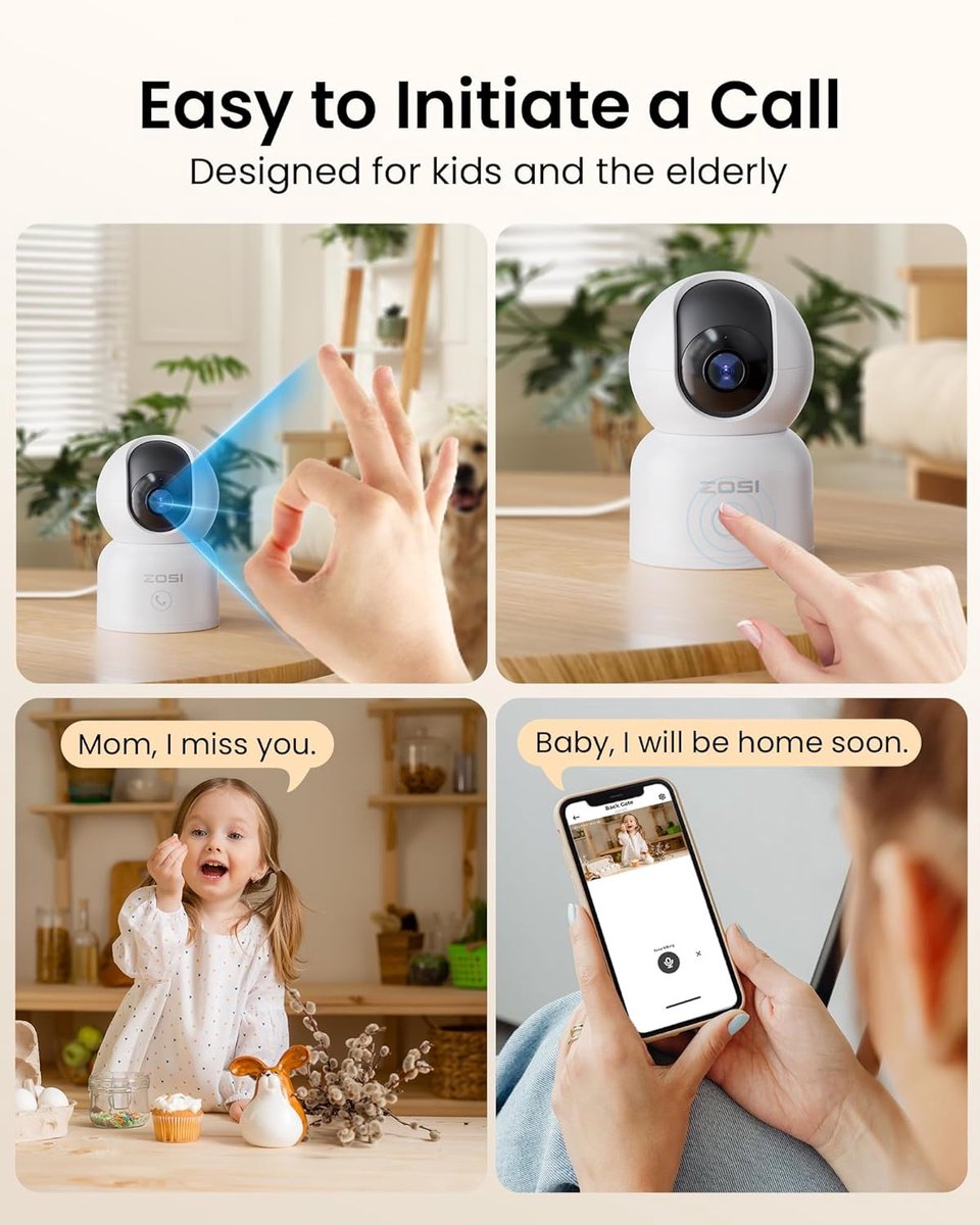 Thijox - 3MP Binnen WiFi Beveiligingscamera, 360° Pannen en Volgen, AI Mens/Dier Herkenning, 2-Weg Audio, 2.4/5 GHz WiFi, Slimme Beveiligingsoplossing