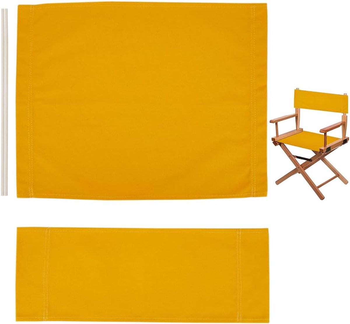 SnelShoppen - Stoelhoes van Zeildoek Goud voor Regisseursstoel, Inklapbare Accessoires, Zitvlak en Rugleuning van Polyester, Ideaal voor Tuin, Strand,