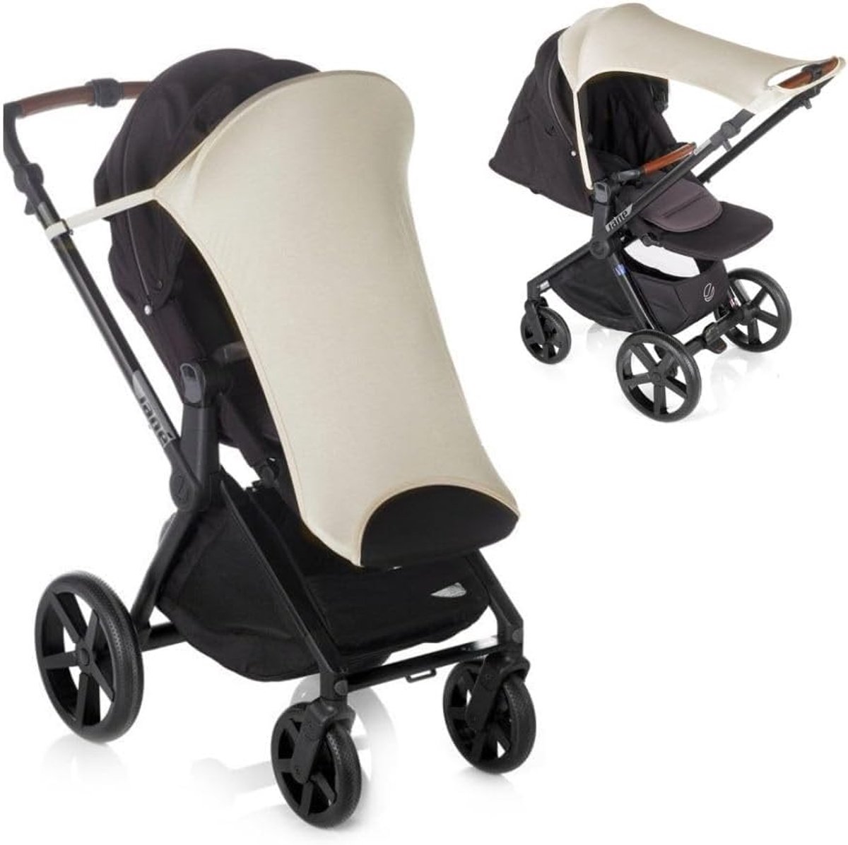 Thijox - Universeel Zonnezeil voor Kinderwagen, UV-Bescherming 50+, Zonnekap voor Baby's, Beige, Ideaal voor Wandelen, Buitenactiviteiten, Comfort en