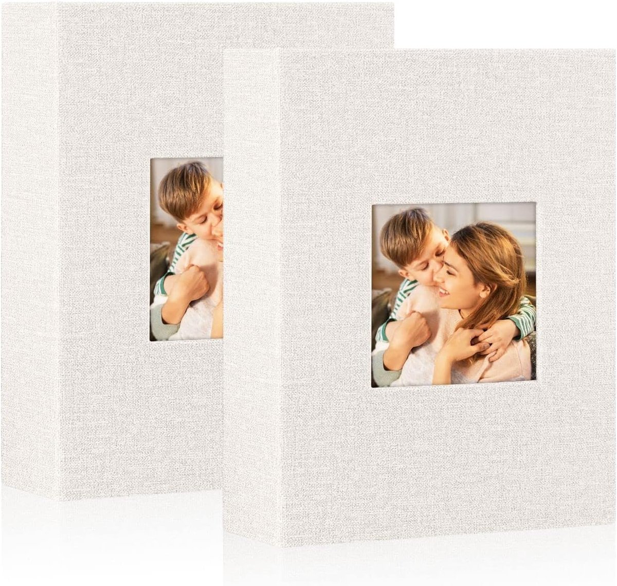 SnelShoppen - Fotoalbum 13 x 18 cm, 100 stuks, 2 pakken, linnen, inlegalbum voor staande foto's, beige, perfect voor herinneringen en feesten