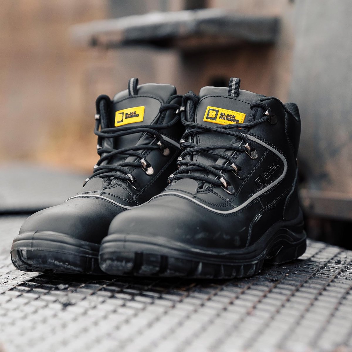 SnelShoppen - Veiligheidslaarzen Mannen Stalen Neuzen S3 SRC Leren Werkschoenen Enkelhoog 7752 (44 EU) Oliebestendig Ademend