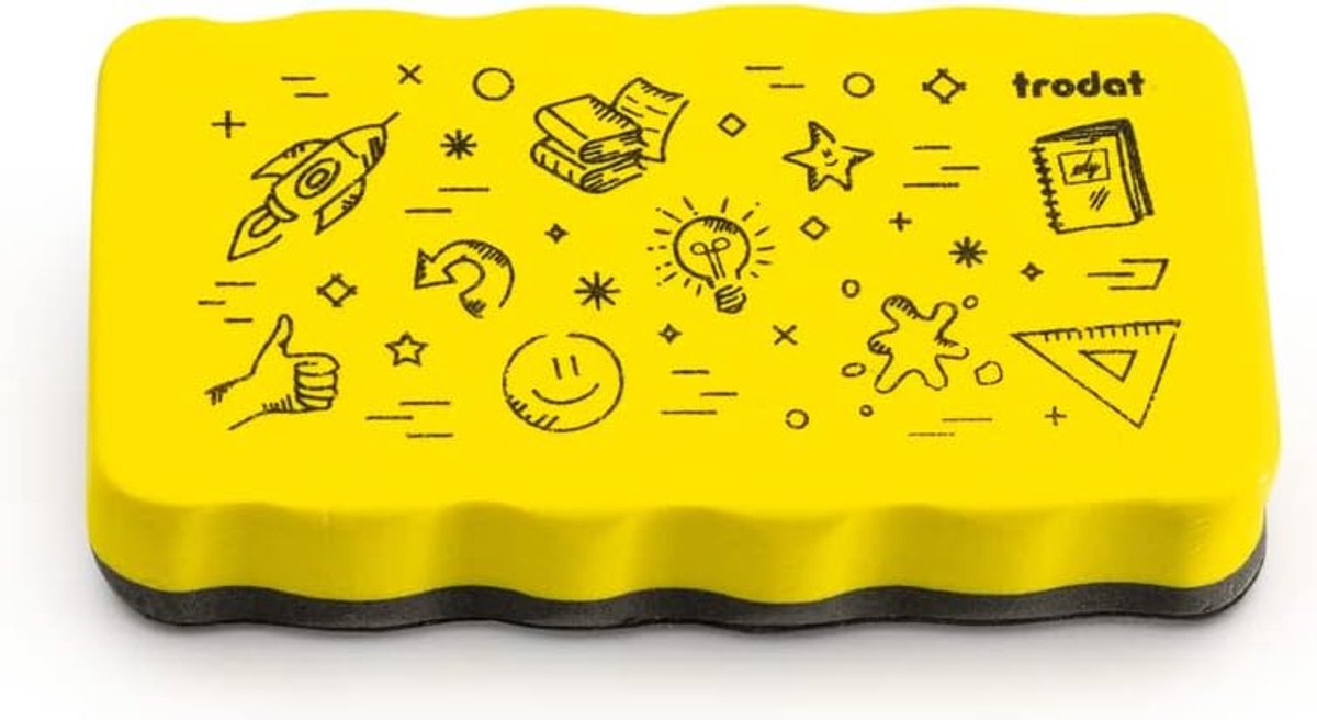 Thijox - Trodat Whiteboard Spons Geel - Magnetische Wisser voor Magneetborden, Handformaat 10,5 x 5,5 x 1,8 cm, Perfect voor Kantoor en Klas