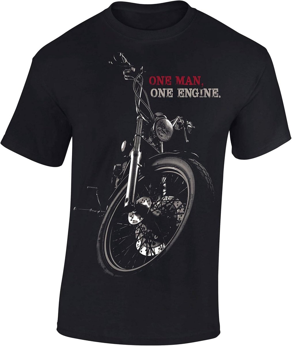 SnelShoppen - Biker Shirt Chopper One Man One Engine T-Shirt Heren Dames - Motorrijder Rocker Anarchy Geschenk voor Fans en Liefhebbers - Perfect voor