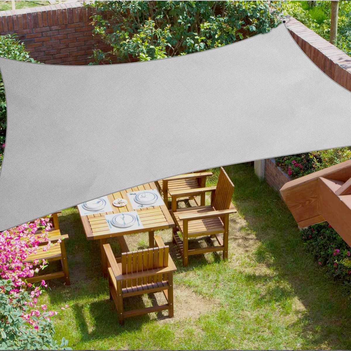 SnelShoppen - Zonnezeil 3x4m Waterdicht UV-Bescherming 420D Oxford Stof Grijs - Perfecte Schaduw voor Balkon Tuin Terras