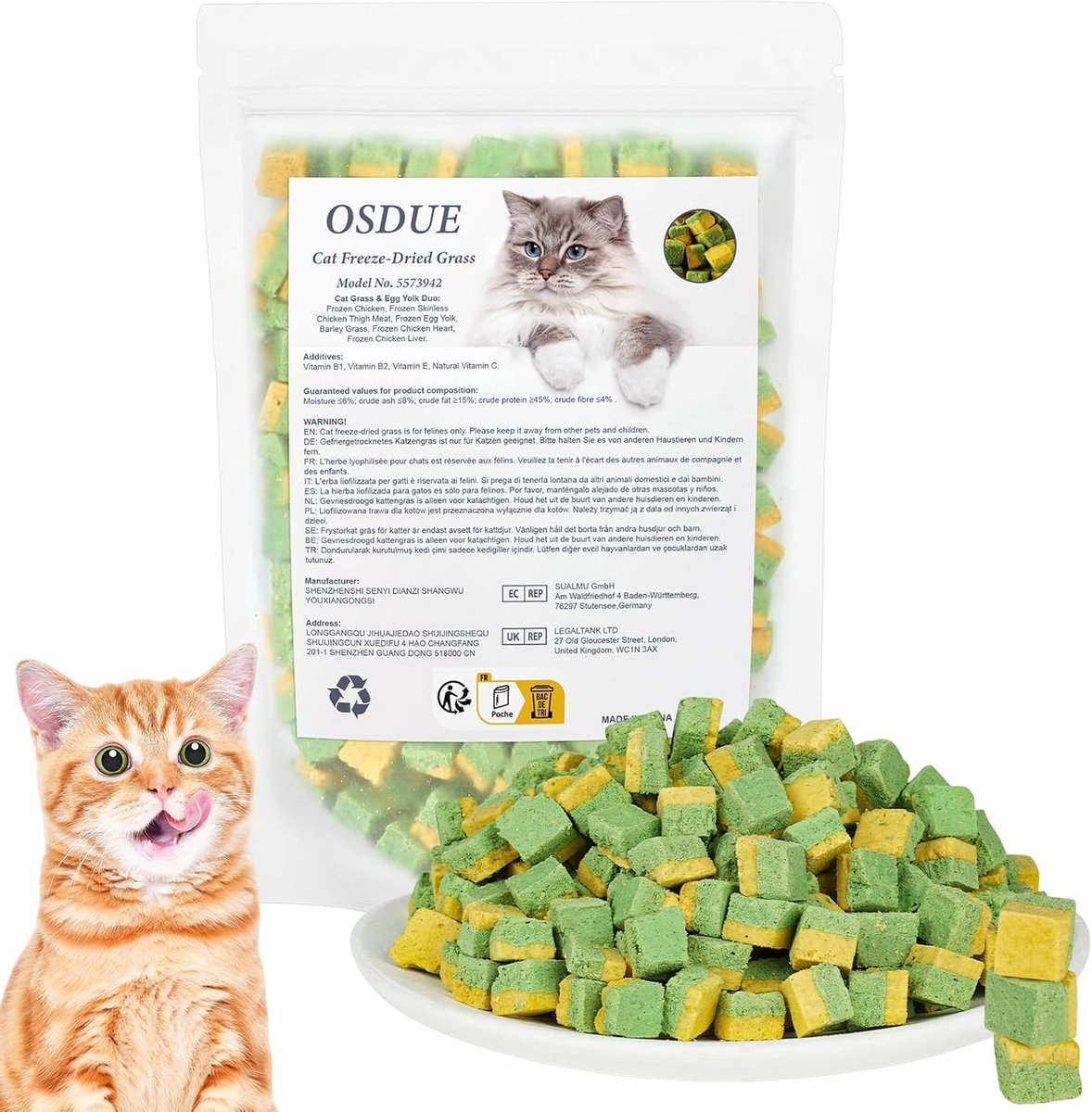 SnelShoppen - Kattengras Tandjes Stok 100g - Eetbare Gevriesdroogde Kattensnack - Verhoogt Eetlust - Haarbalpreventie - Graanvrij - Natuurlijk Tandenr