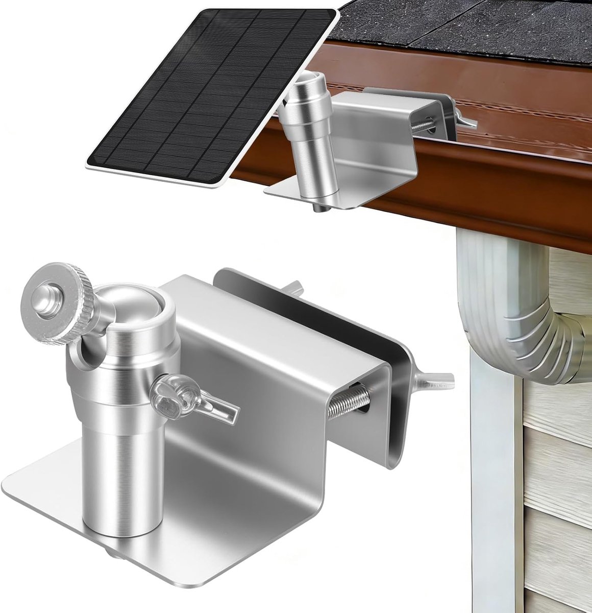 SnelShoppen - Gootmontage voor Zonnepaneel, Roestvrijstalen Verstelbare Beugel voor Buiten, Compatibel met Camera's, Stevige Gootbeugel voor Eufy en A