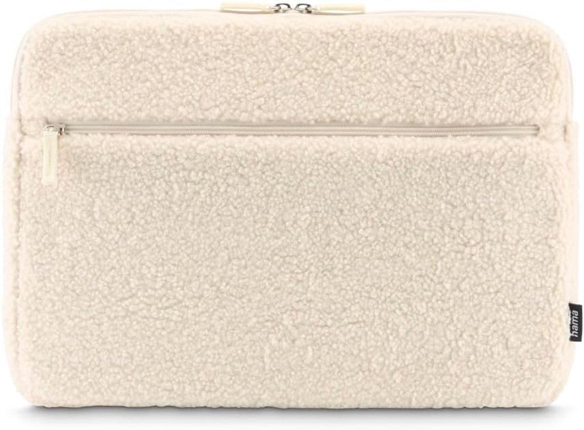 Thijox - Laptophoes Cozy 36-40 cm Beige, Gewatteerde Laptop Bescherming, Ruim Voorvak, Ideaal voor School, Werk en Reizen, Stijlvolle en Gezellige Lap
