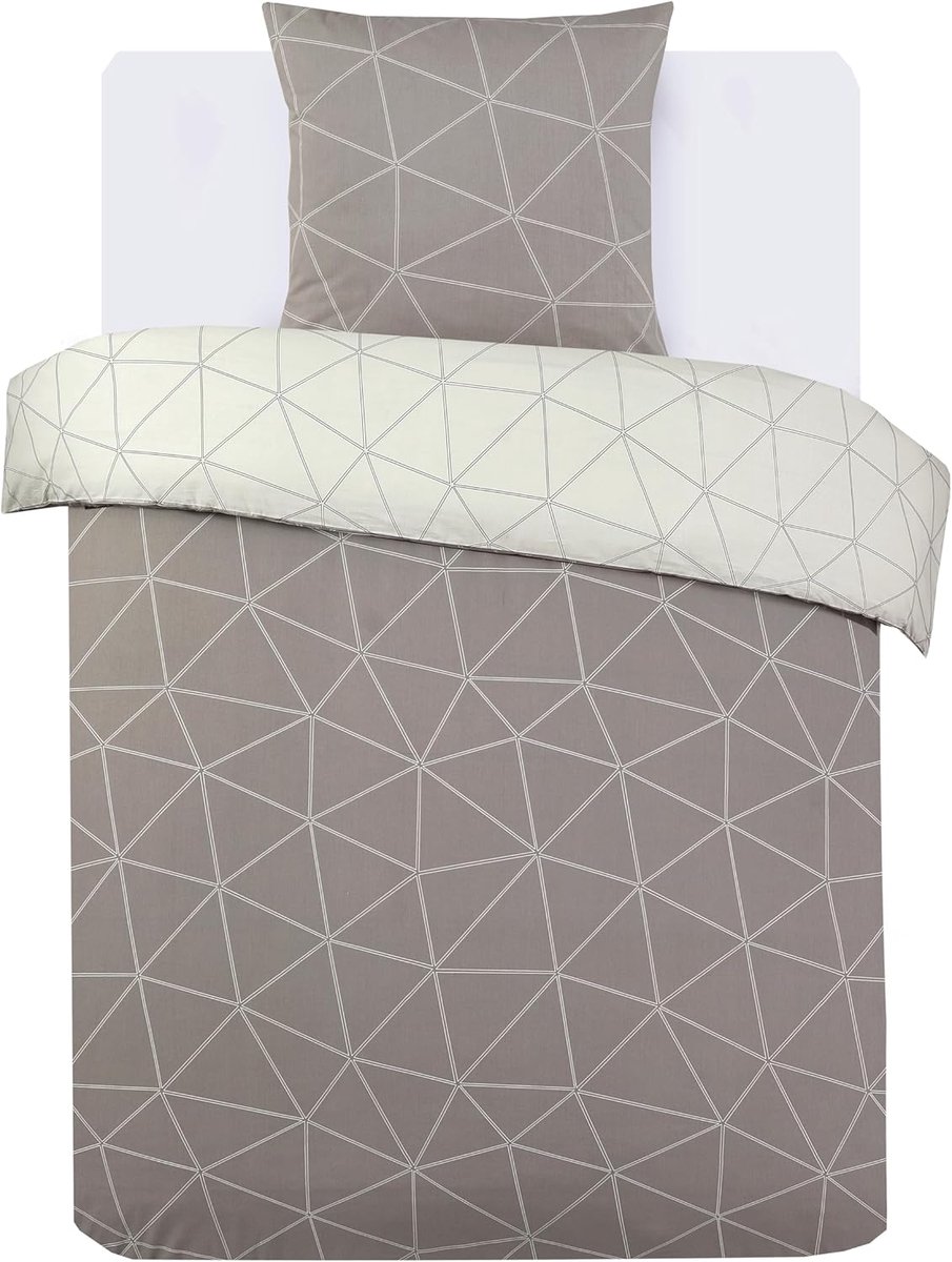 SnelShoppen - Dekbedovertrekset 140 x 200 cm - Hugo Beige van 100% Katoen - Zacht en Comfortabel - Inclusief 1 Kussensloop 65 x 65 cm - Oeko-Tex Gecer