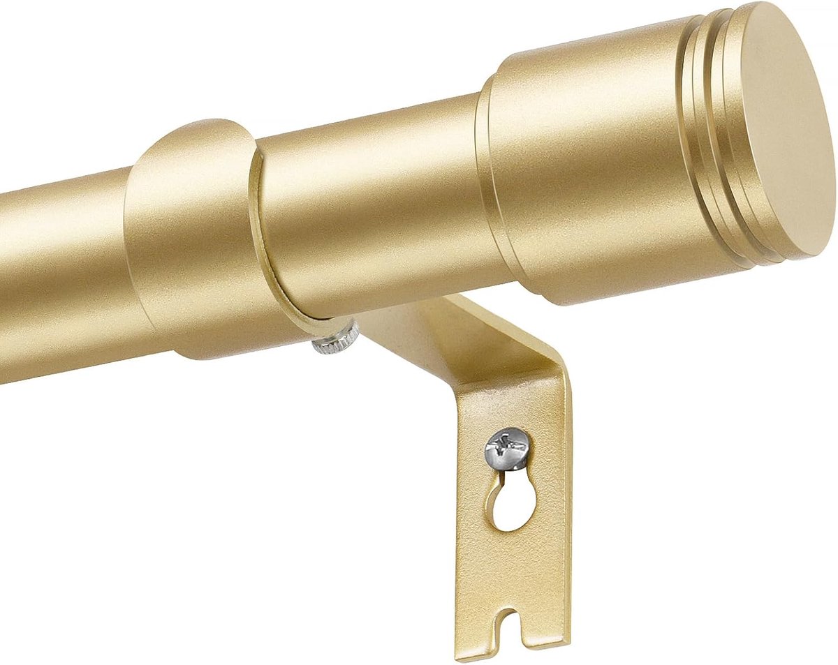 SnelShoppen - Gouden Metal Gordijnroede 80-218cm, 25mm Moderne Gordijnstang met Cylindrische Einden, Ideaal voor Slaapkamer en Woonkamer