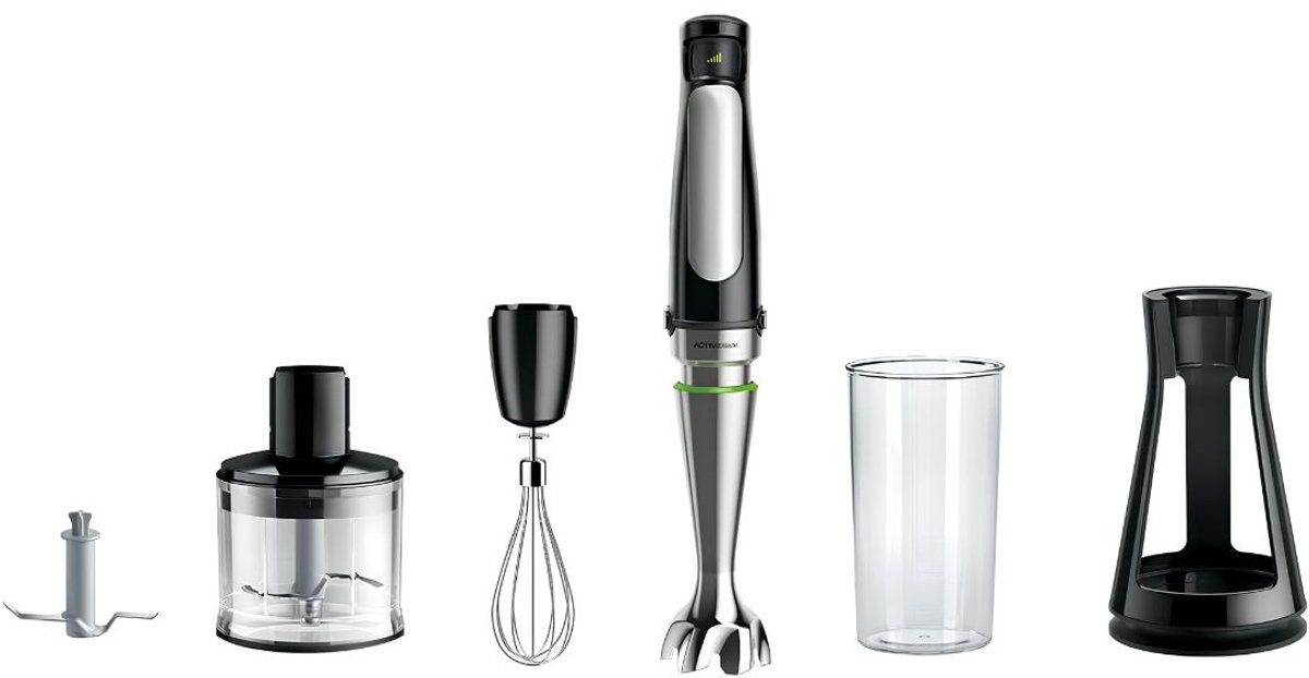 JCP® Staafmixer Set - Staafmixer - Met Hakmolenopstelling - Zwart/Grijs - 7cm x 7cm x 39cm