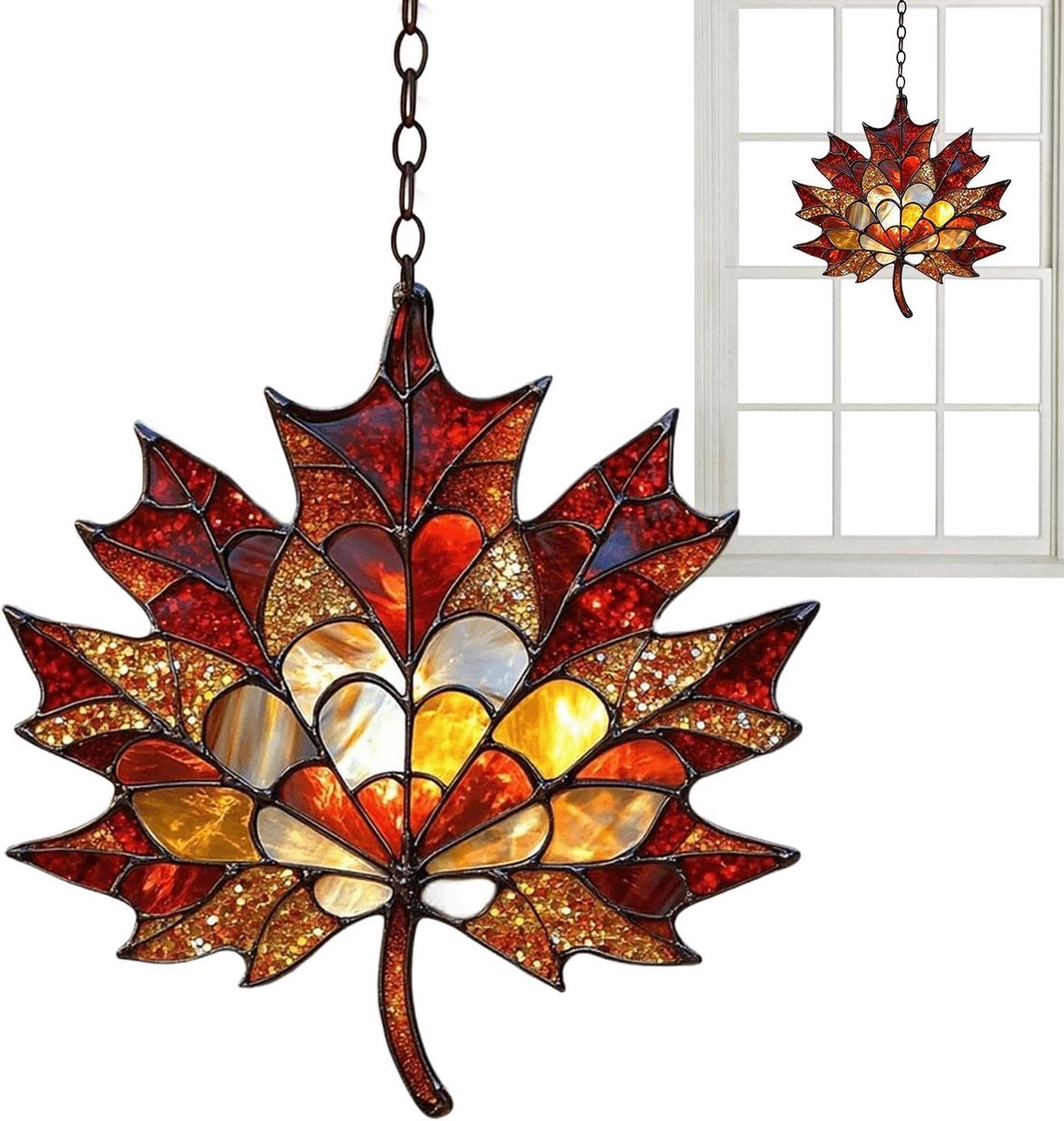 Herfstblad Decoratie - Raamhangers Zonnevangers - Huis Ambiance Verbeteren - Zorgvuldig Vervaardigd Acryl - 20.2 x 20.2 cm - C