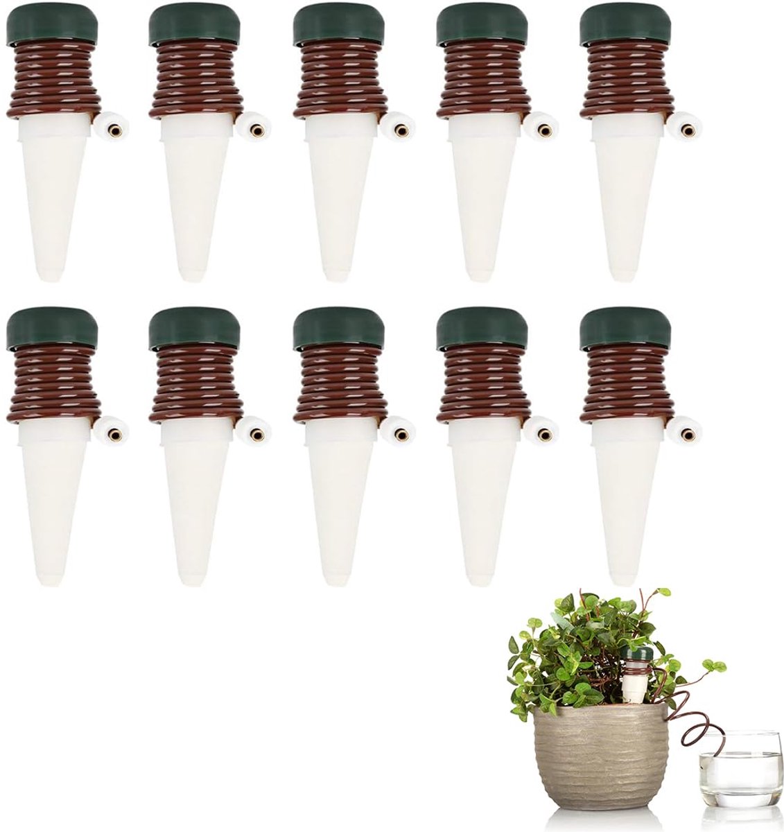 SnelShoppen - Pack van 10 Automatische Plant Bewatering, Irrigatie Systeem voor Keramische Planten, Verstelbaar en Multifunctioneel voor Binnen en Bui