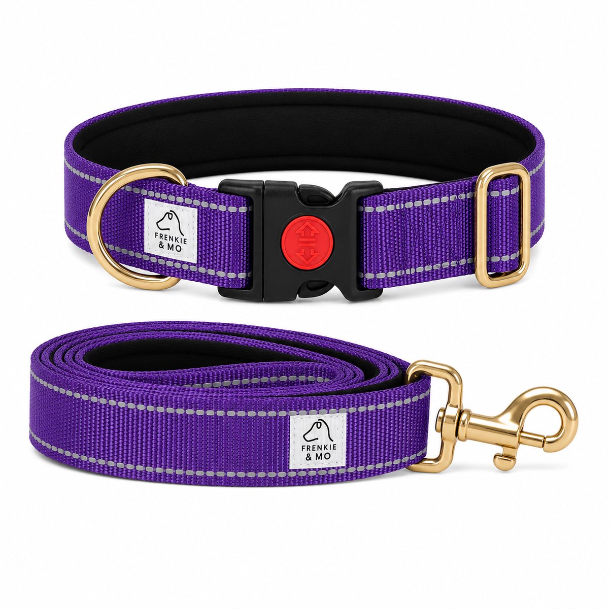 Hondenhalsband en Hondenriem Set – Reflecterend – Paars – Maat S – Verstelbaar