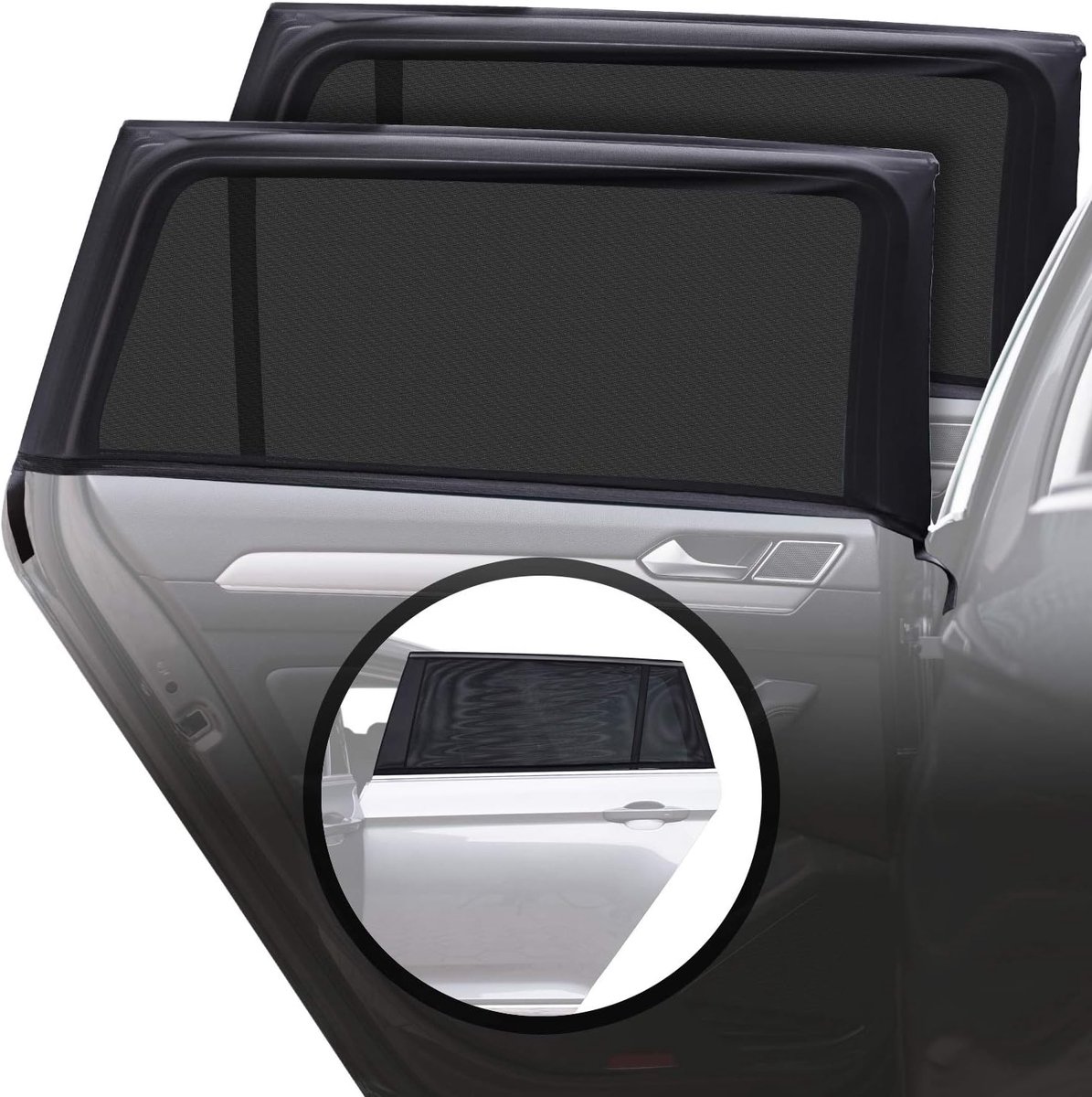 SnelShoppen - Auto- en babyzonnebrandcrème met UV-bescherming, 2 stuks, Gap-free dekking, Maat M, Liefdevolle print voor kinderen, Geschikt voor auto,