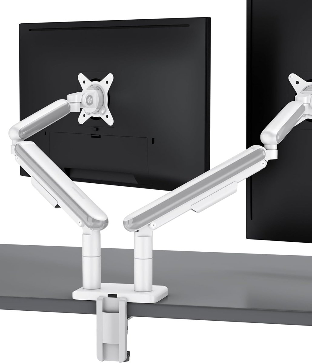 Dubbele Monitor Beugel - Monitorstandaard Bureau - Ergonomisch Werken - 360 Graden Draaibaar - Tot 34 Inch - Wit