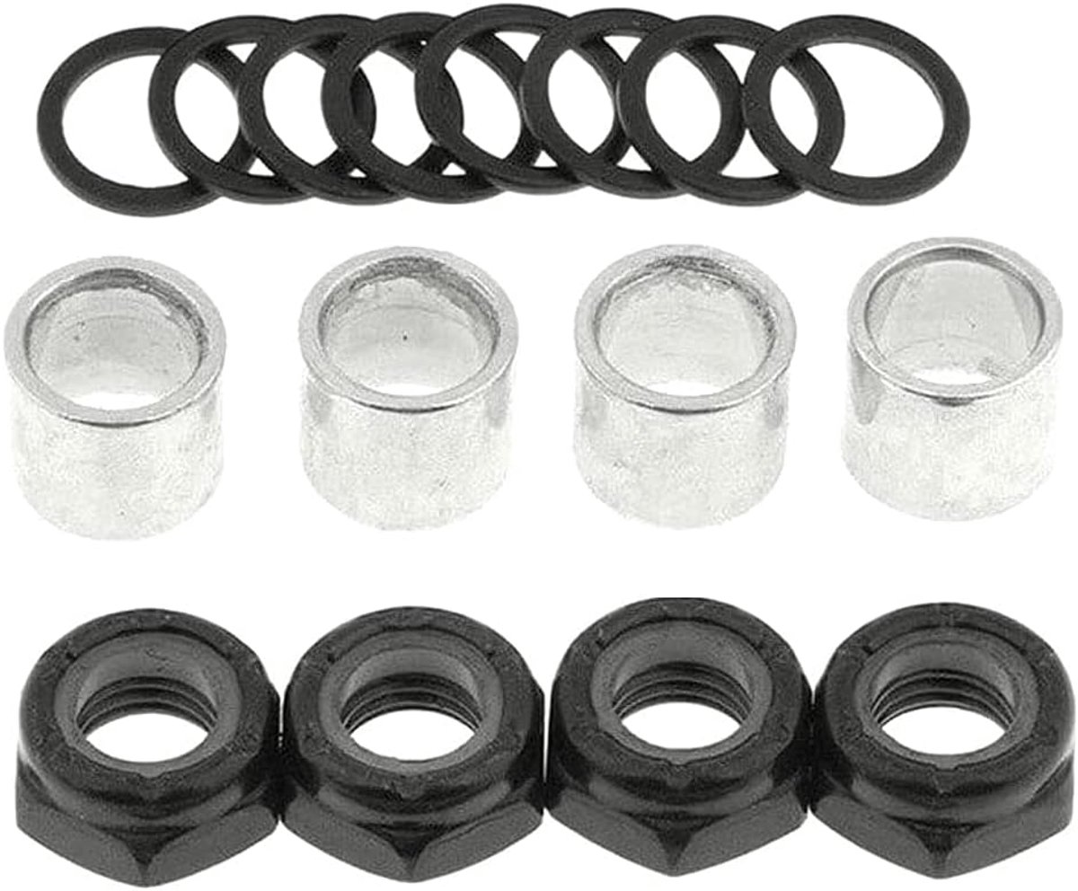 SnelShoppen - 2 Sets Skateboard Truck Speed Kit Aslagers, Snelheidsringen, Moeren en Afstandhouders voor Optimale Lagerprestaties bij Outdoor Skateboa