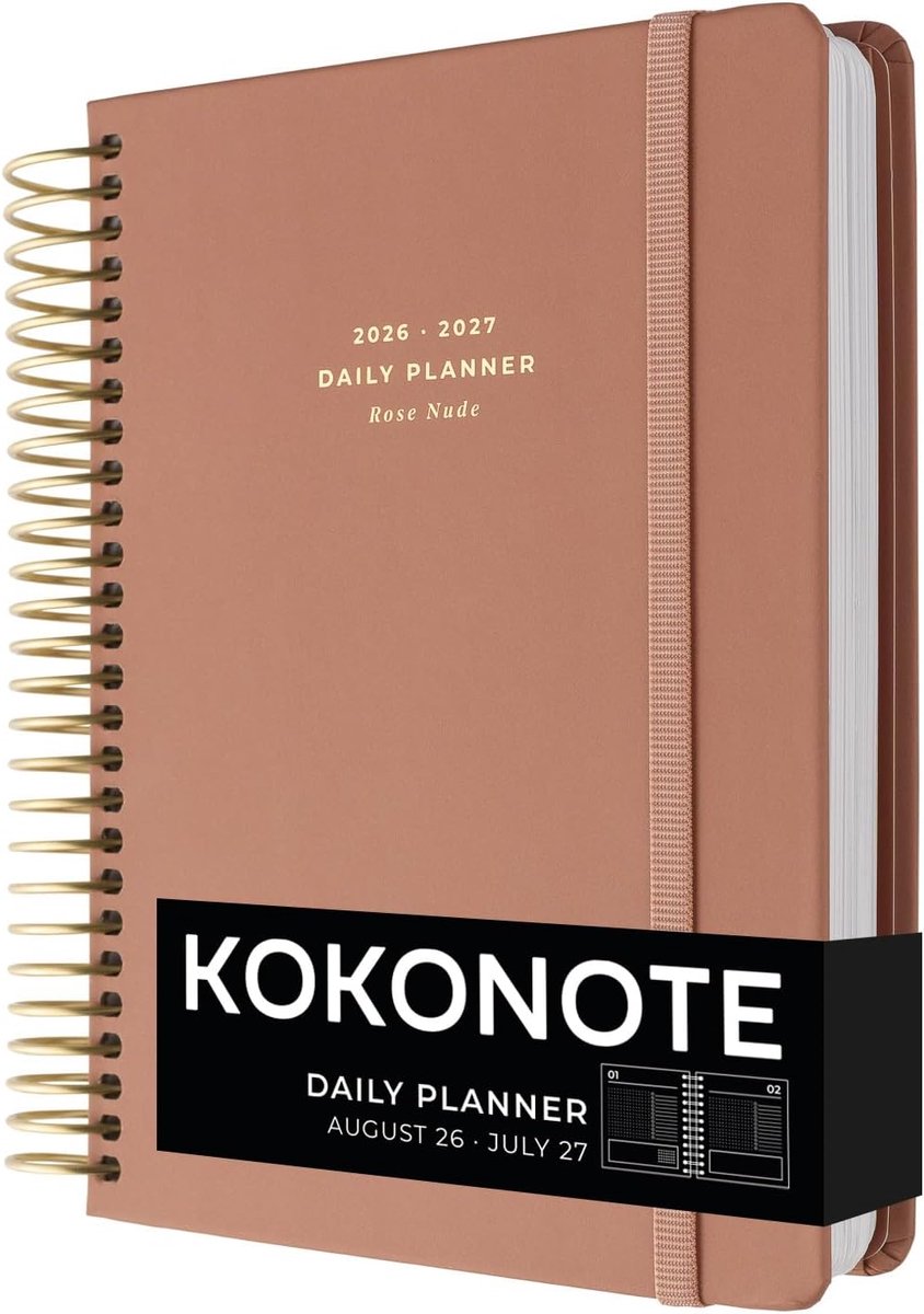 SnelShoppen - A5 Academische Agenda 2026-2027 Dag per Pagina - Rose Nude | Back to School Planner | Mid Year Agenda | Aesthetic Stationery Cadeaus